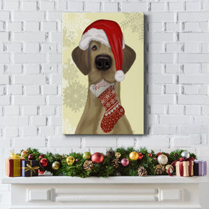 Christmas Drooly Christmas Dane - Gallery Wrapped Canvas