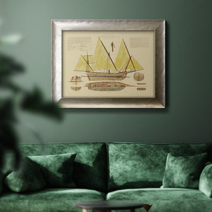 Antique Ship Plan V Premium Framed Canvas- Ready to Hang