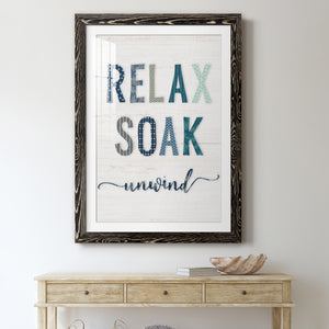 Relax Soak Unwind - Barnwood Framed Art Print