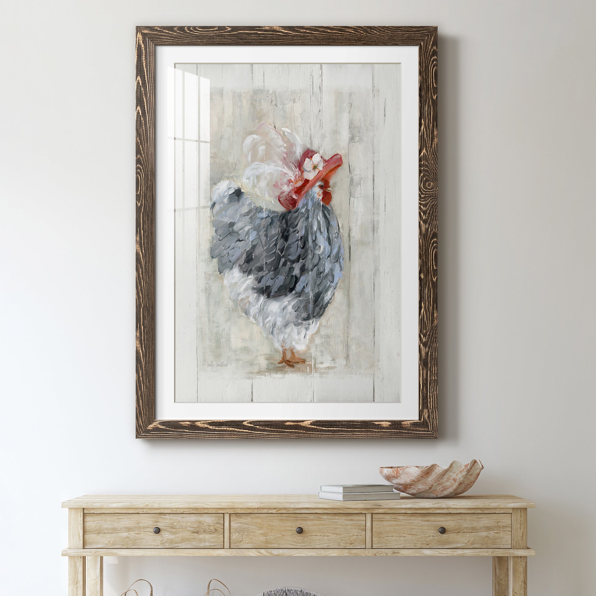 Sunday Best Hen - Barnwood Framed Art Print