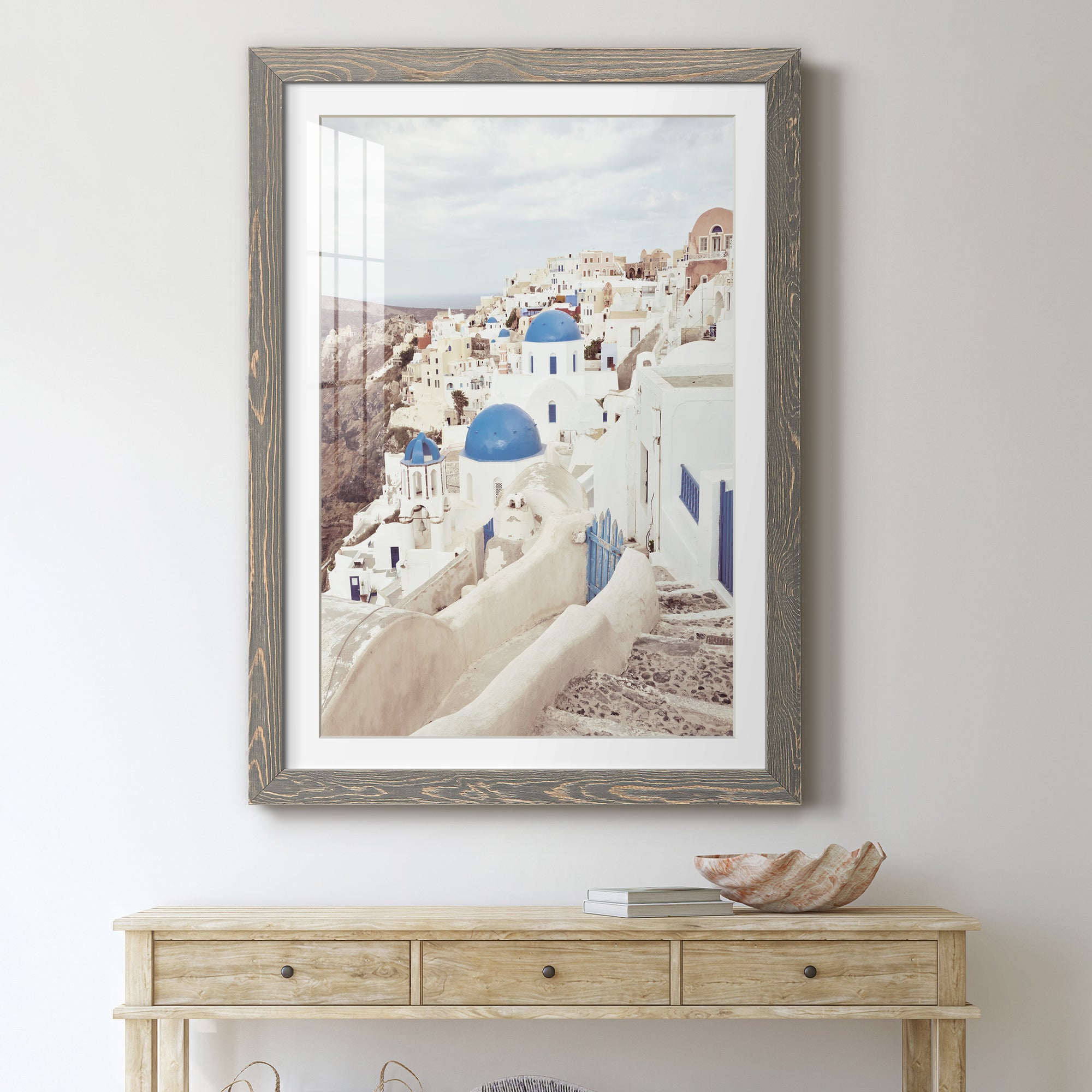 Santorini - Premium Framed Print - Distressed Barnwood Frame - Ready to Hang