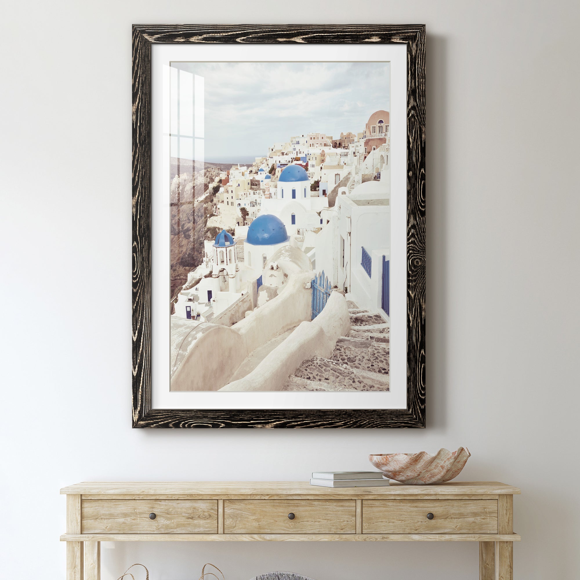 Santorini - Premium Framed Print - Distressed Barnwood Frame - Ready to Hang