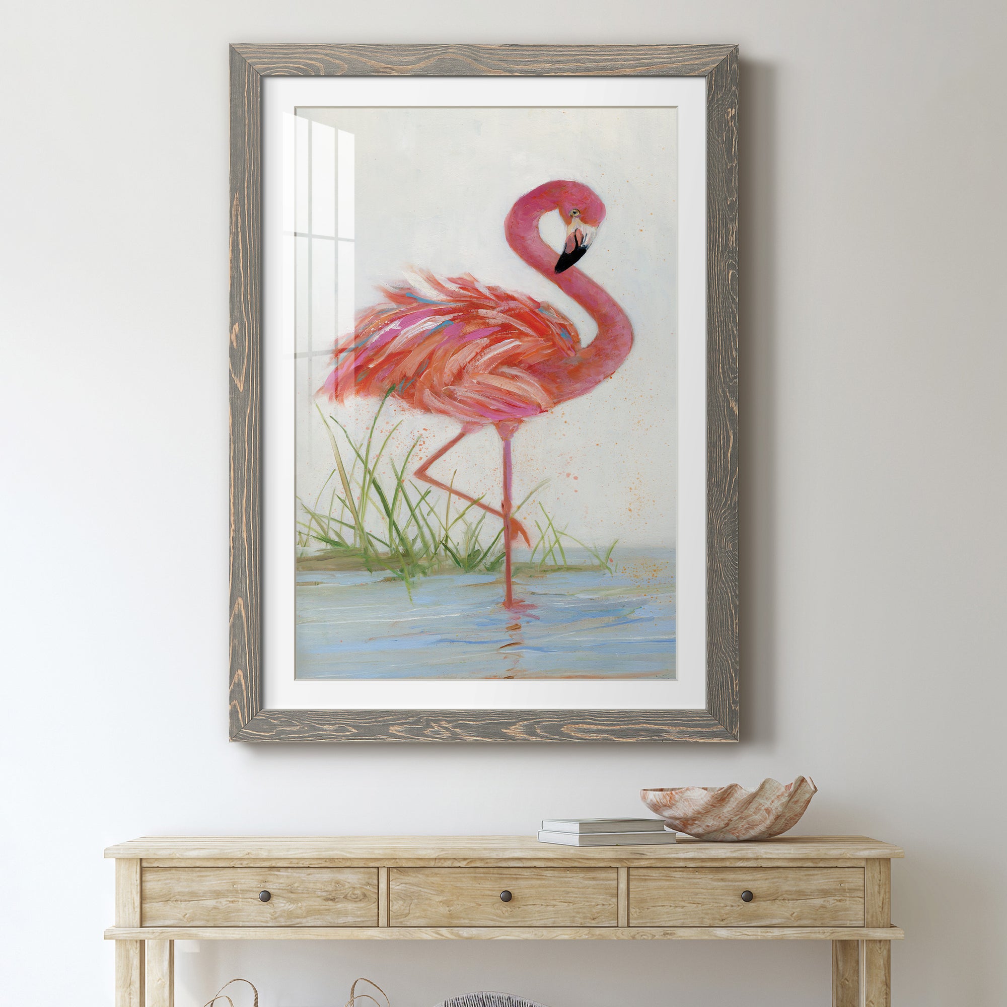 Flamingo I - Barnwood Framed Art Print