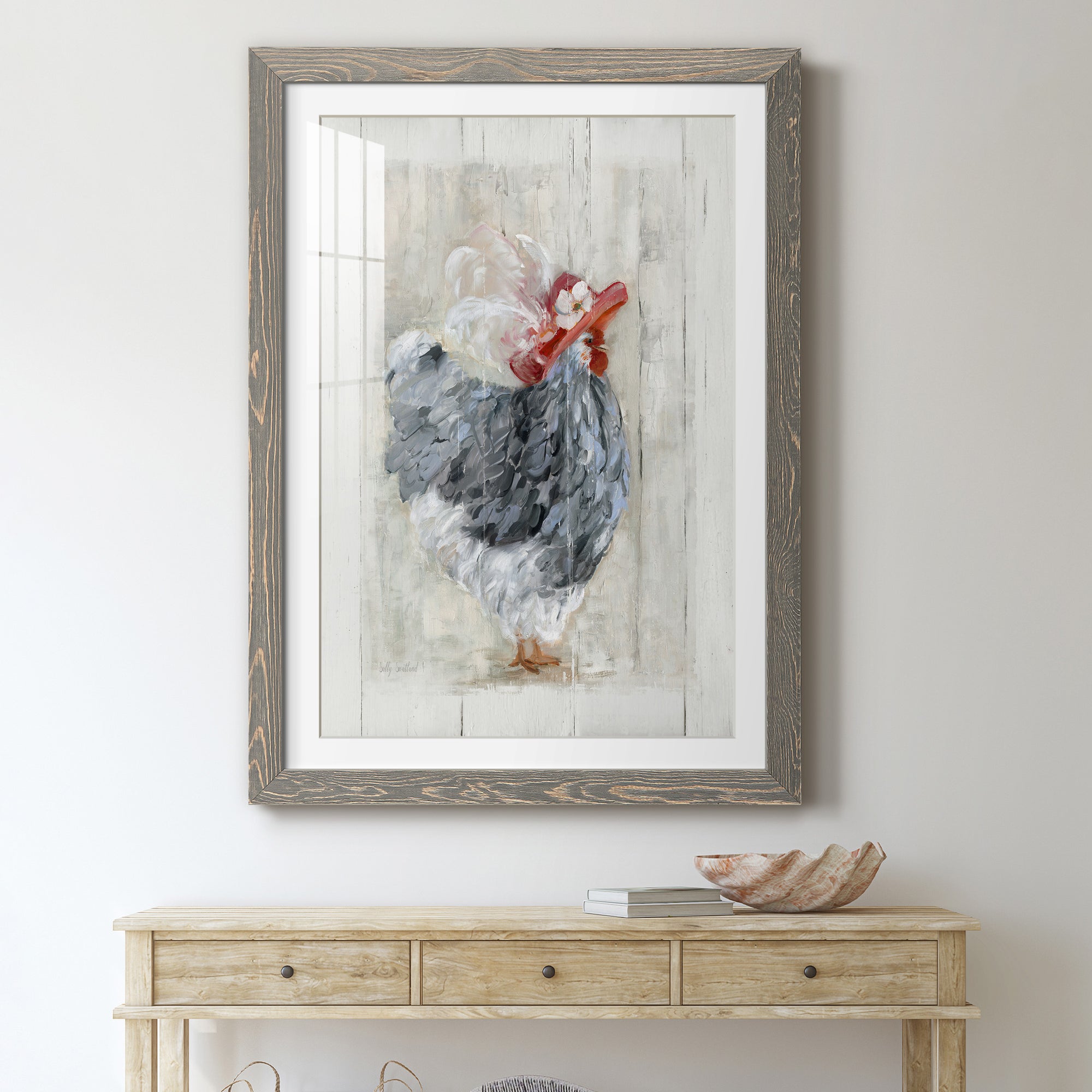 Sunday Best Hen - Barnwood Framed Art Print