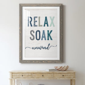 Relax Soak Unwind - Barnwood Framed Art Print