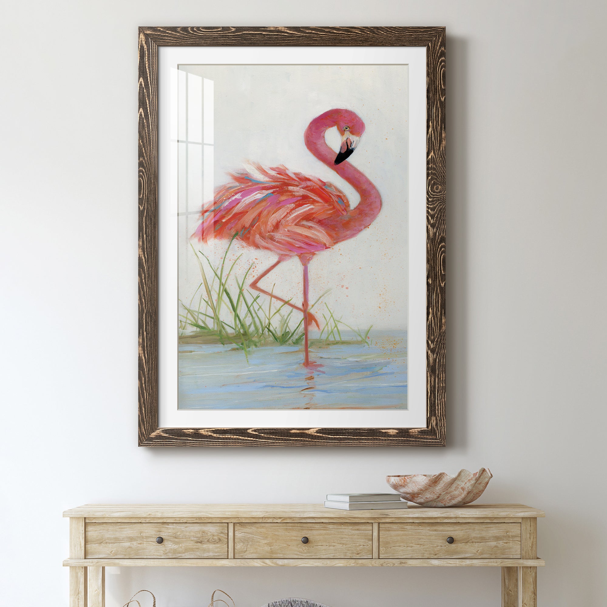Flamingo I - Barnwood Framed Art Print