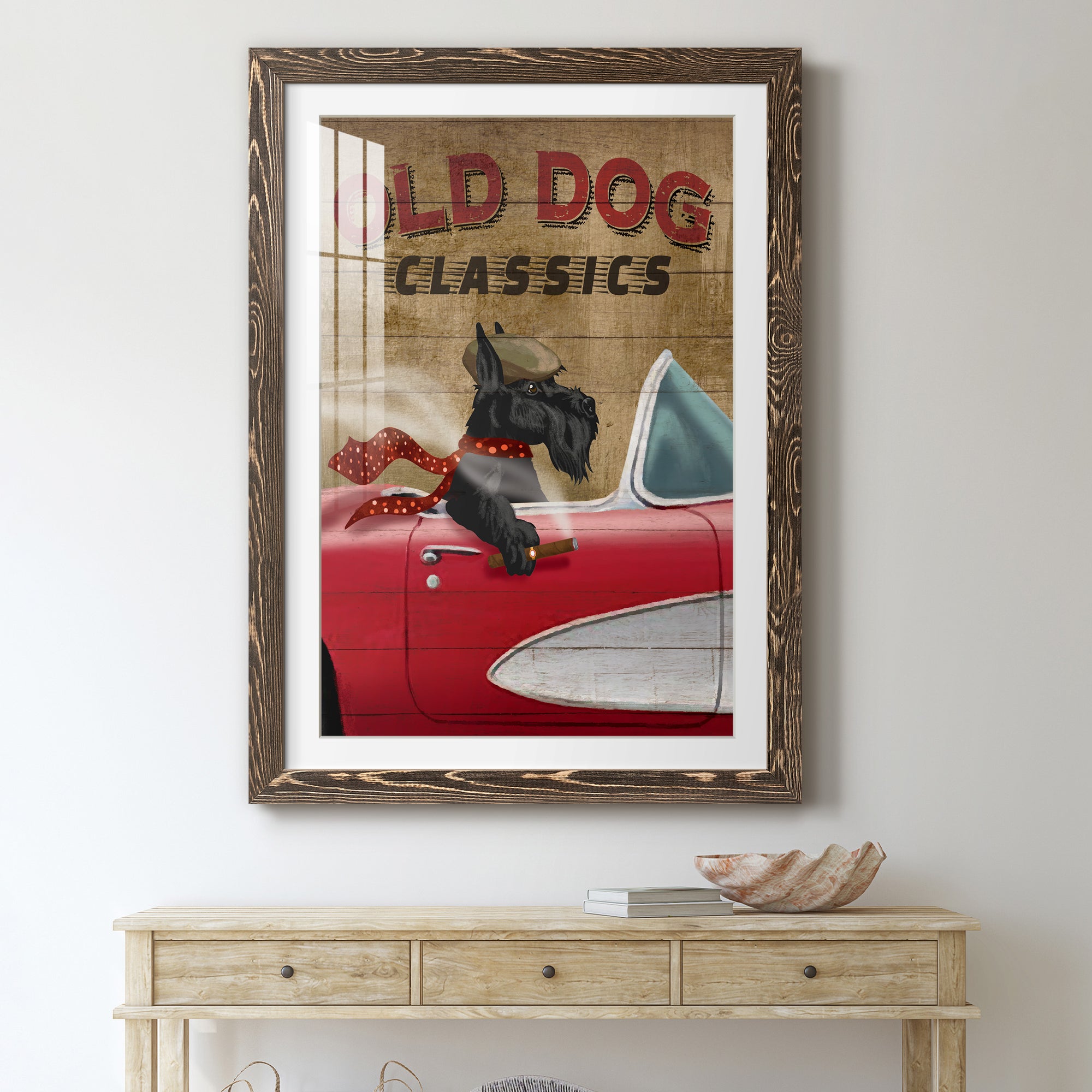 Old Dog Classics - Premium Framed Print - Distressed Barnwood Frame - Ready to Hang