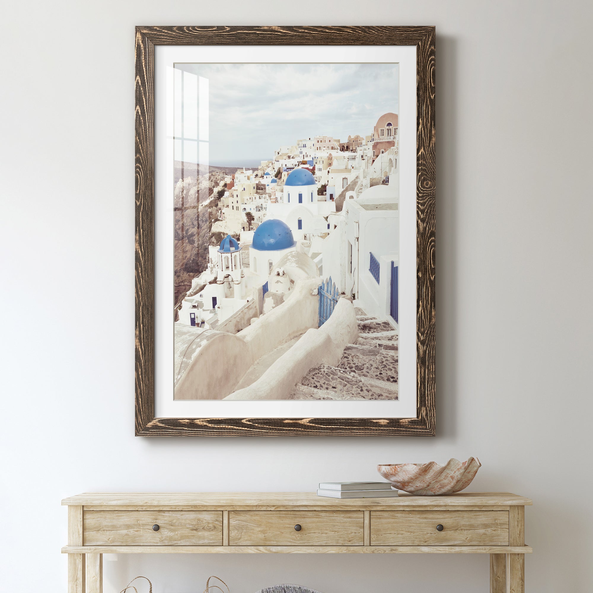Santorini - Premium Framed Print - Distressed Barnwood Frame - Ready to Hang
