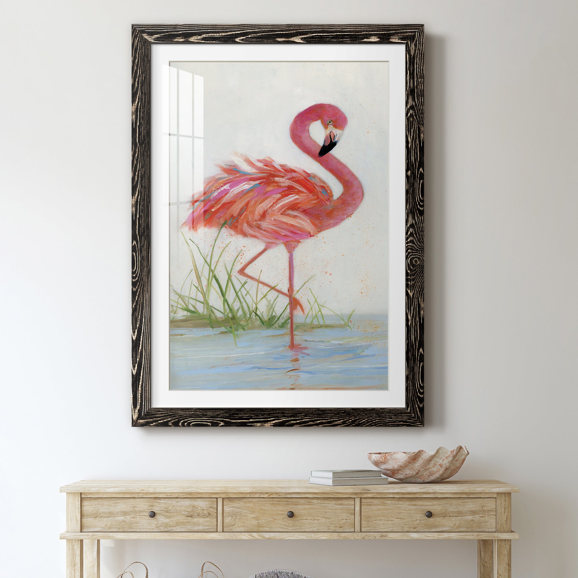 Flamingo I - Barnwood Framed Art Print