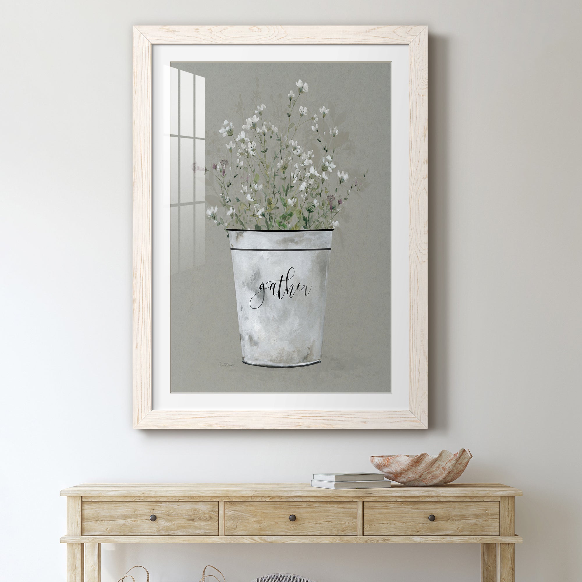 Bouquet of Grace Bucket Gather - Premium Framed Print - Distressed Barnwood Frame - Ready to Hang