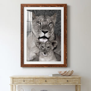 Lioness and Cub - Barnwood Framed Art Print