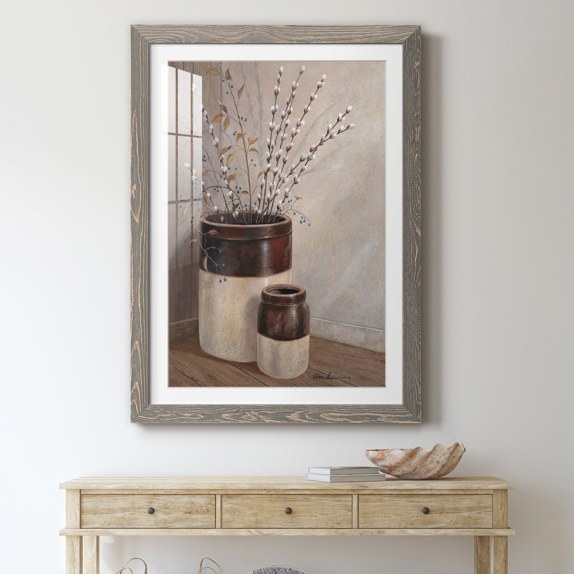 Pussywillows & Spring - Barnwood Framed Art Print