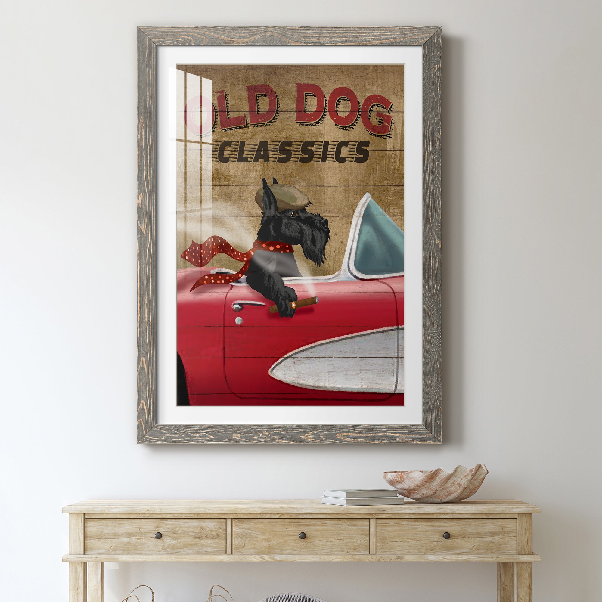 Old Dog Classics - Premium Framed Print - Distressed Barnwood Frame - Ready to Hang