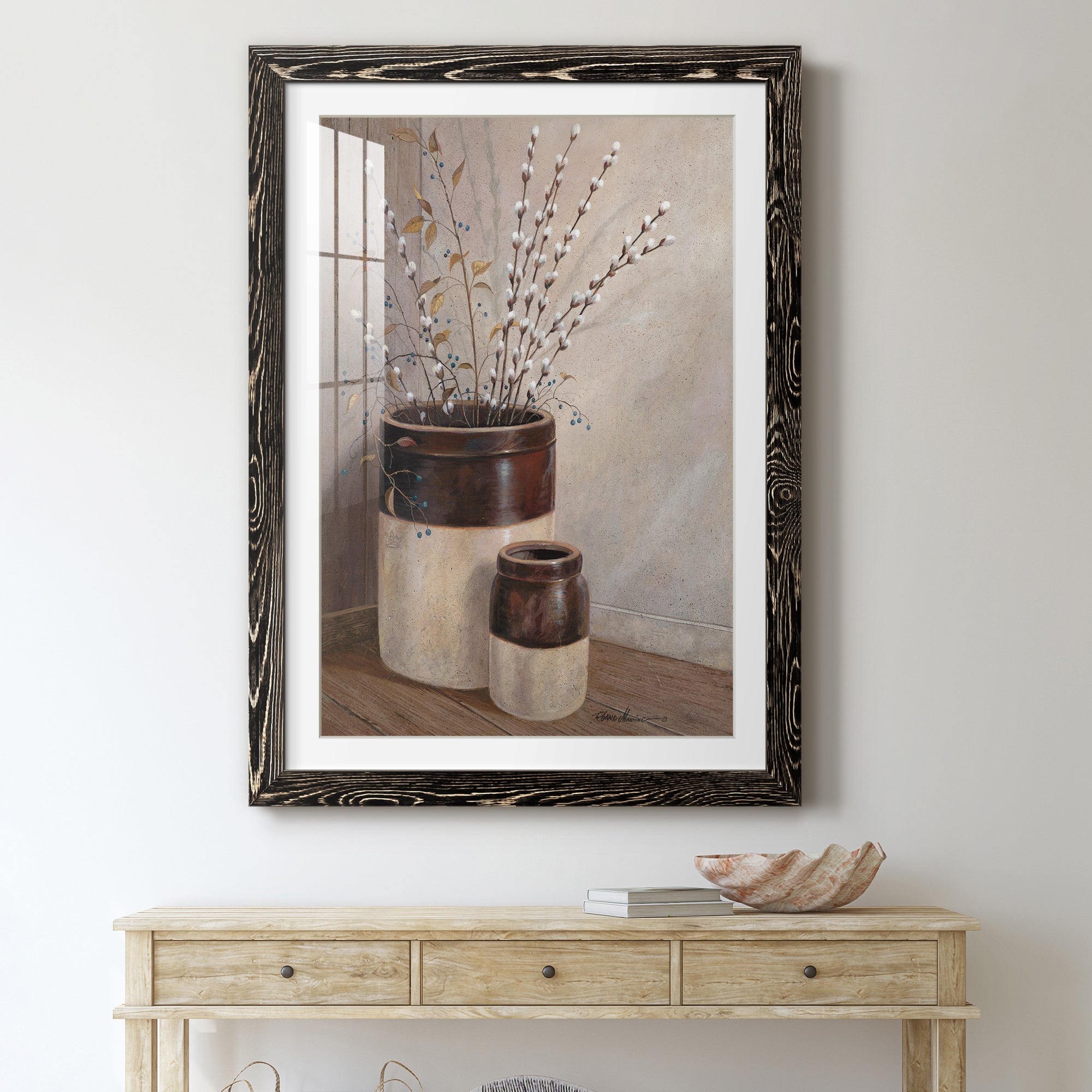 Pussywillows & Spring - Barnwood Framed Art Print