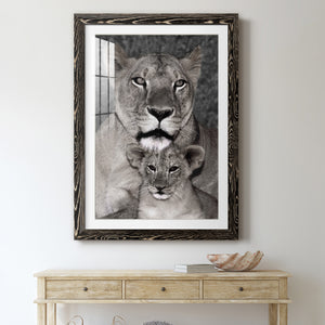 Lioness and Cub - Barnwood Framed Art Print