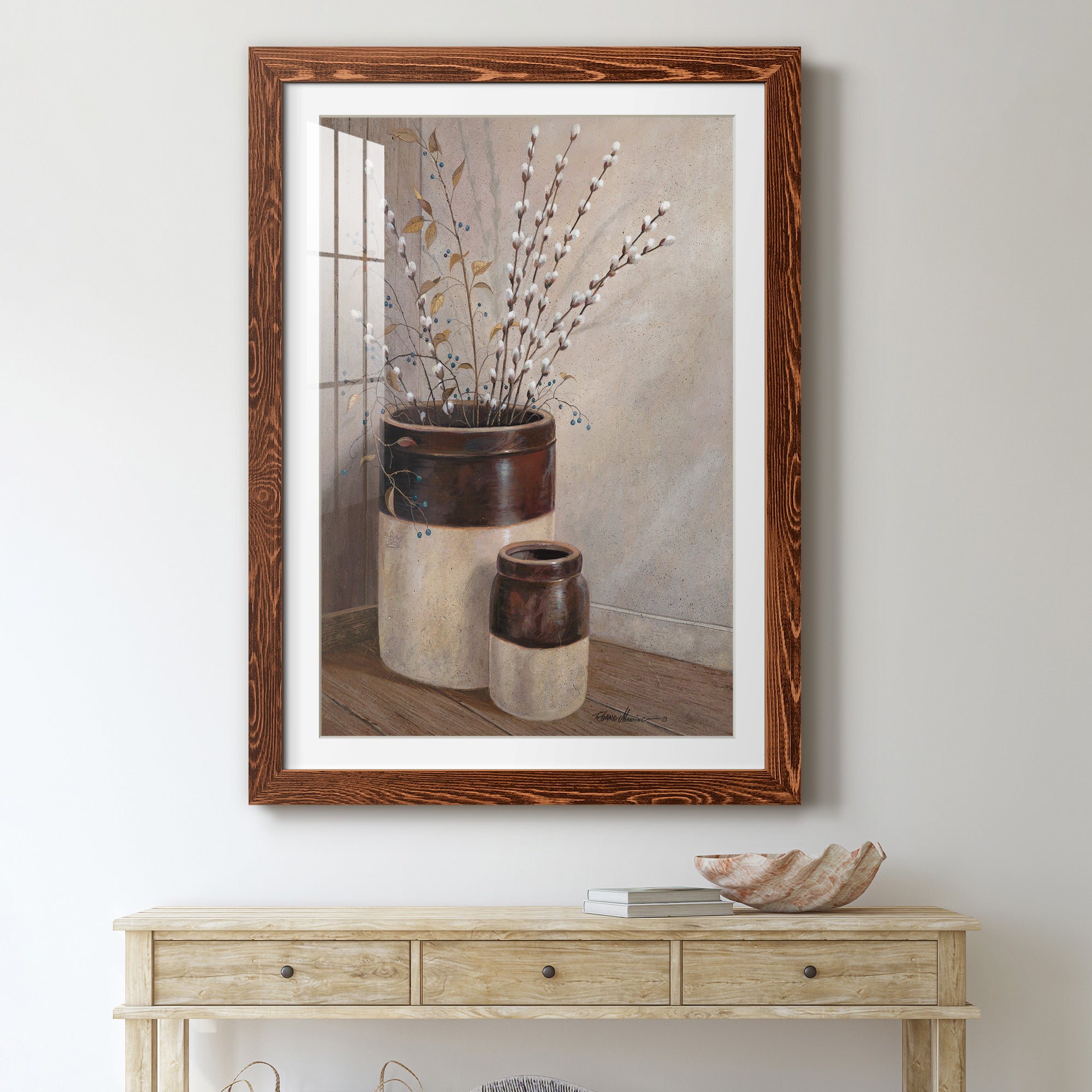 Pussywillows & Spring - Barnwood Framed Art Print