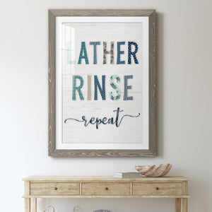 Lather Rinse Repeat - Barnwood Framed Art Print
