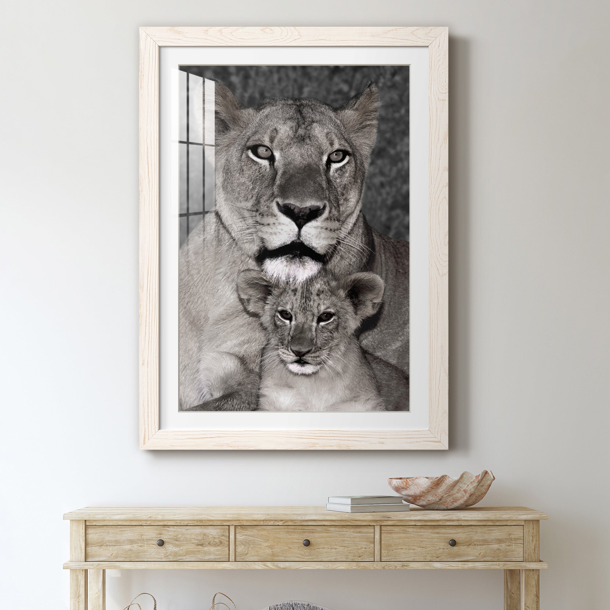 Lioness and Cub - Barnwood Framed Art Print