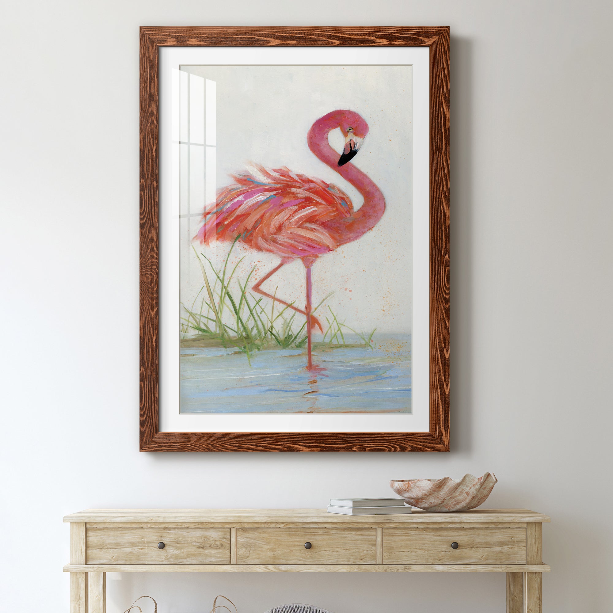 Flamingo I - Barnwood Framed Art Print