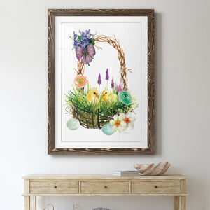 Spring Chick Basket - Barnwood Framed Art Print
