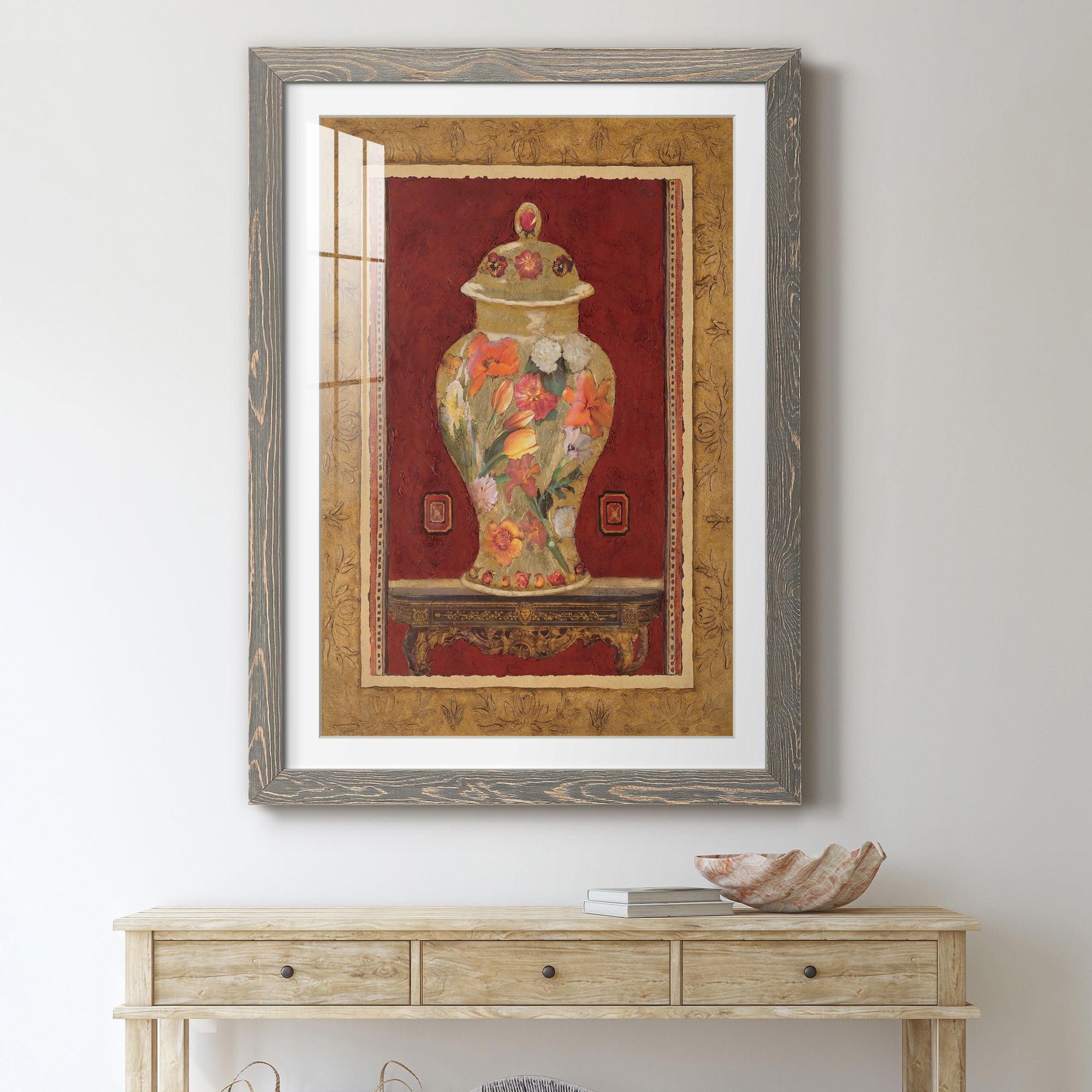 Romantic Urn II - Barnwood Framed Art Print