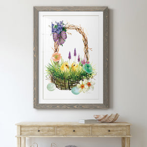 Spring Chick Basket - Barnwood Framed Art Print