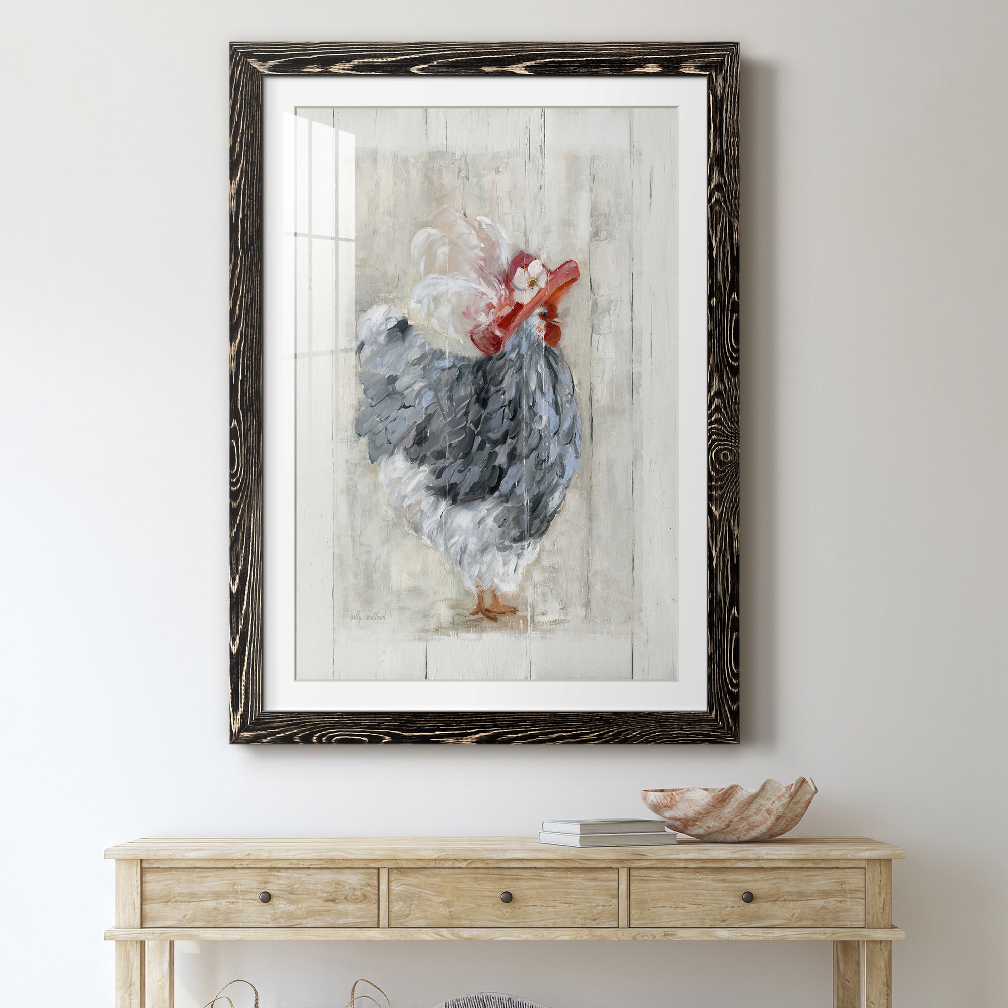 Sunday Best Hen - Barnwood Framed Art Print