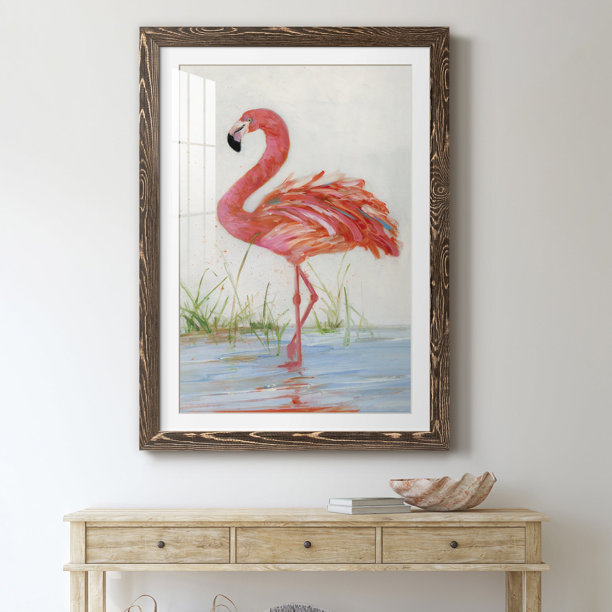 Flamingo II - Barnwood Framed Art Print