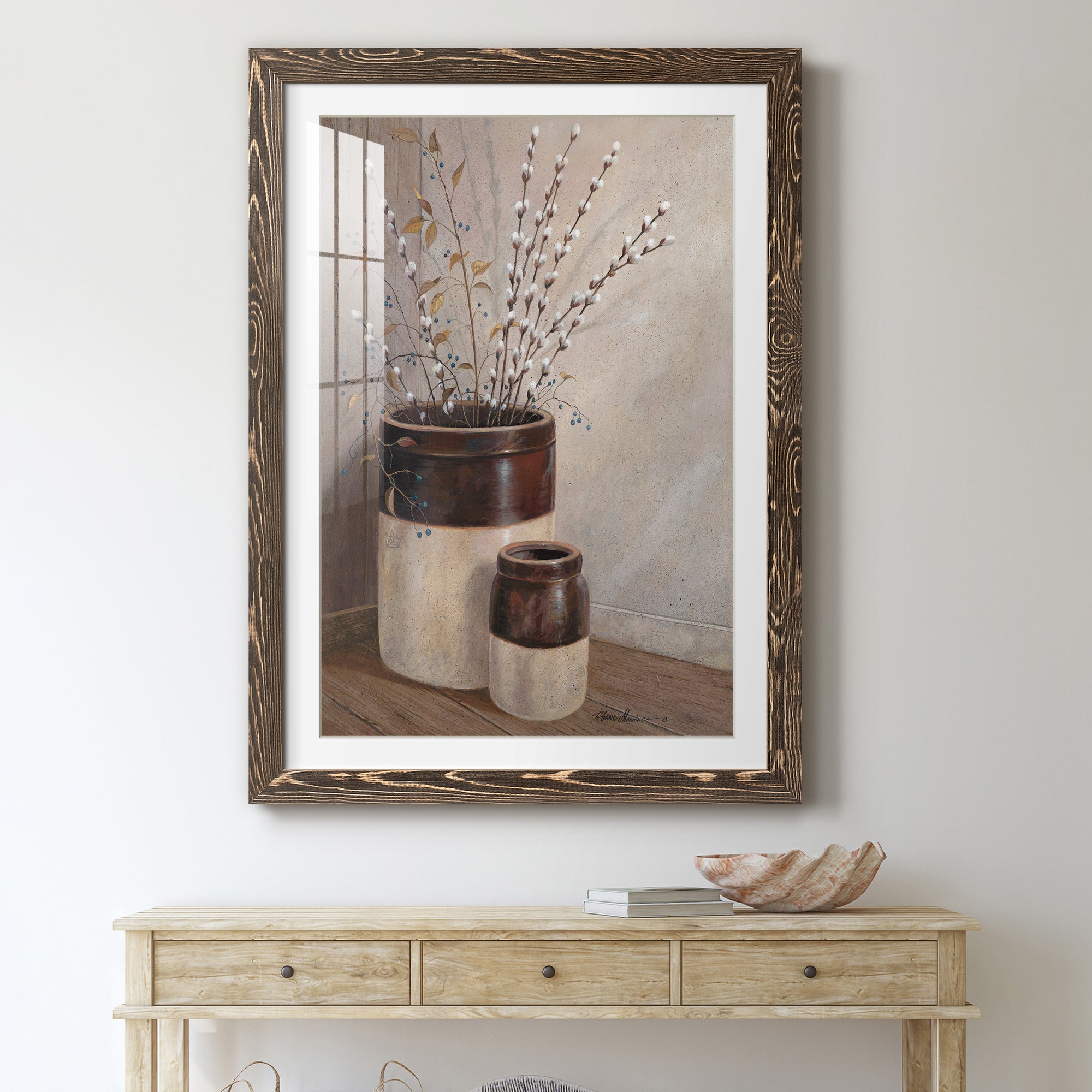 Pussywillows & Spring - Barnwood Framed Art Print