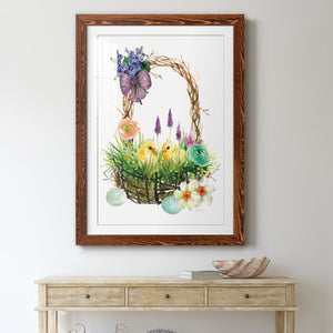 Spring Chick Basket - Barnwood Framed Art Print