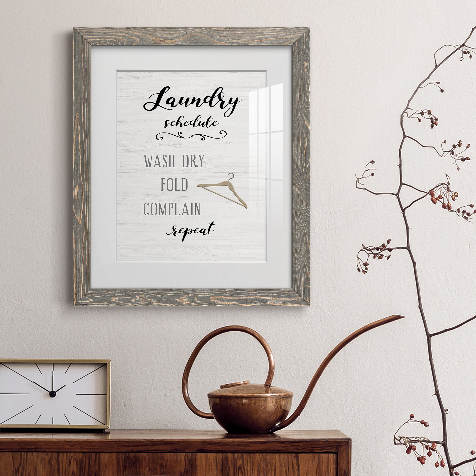 Laundry Complain - Premium Framed Print - Distressed Barnwood Frame - Ready to Hang