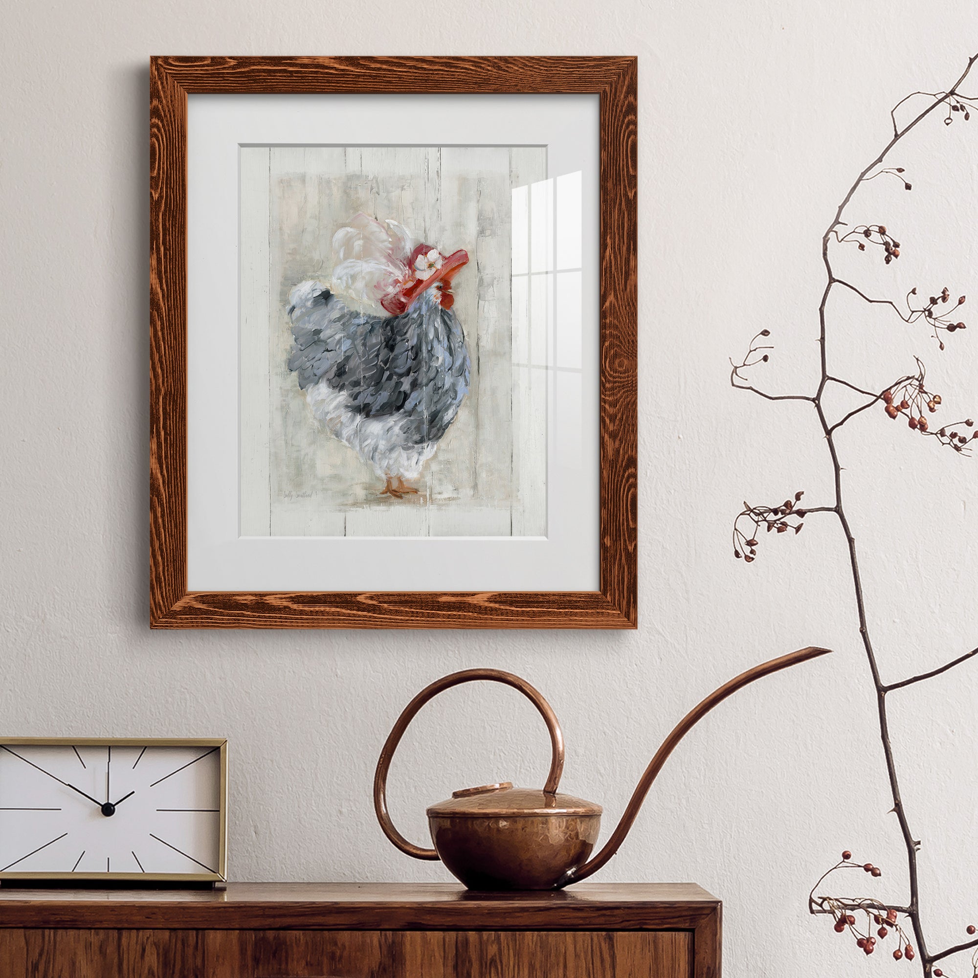 Sunday Best Hen - Barnwood Framed Art Print