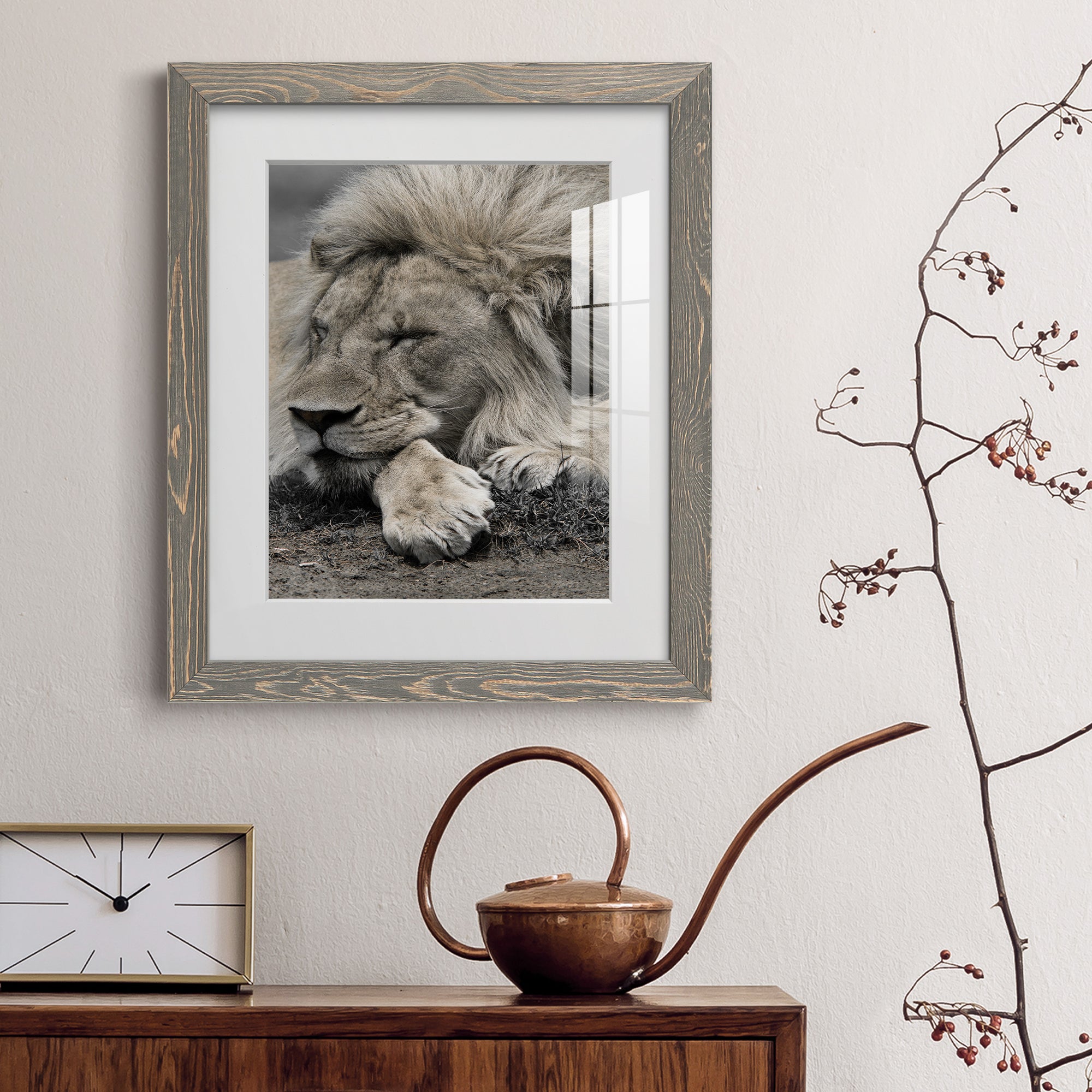 Sleepy Afternoon in Masai Mara - Barnwood Framed Art Print