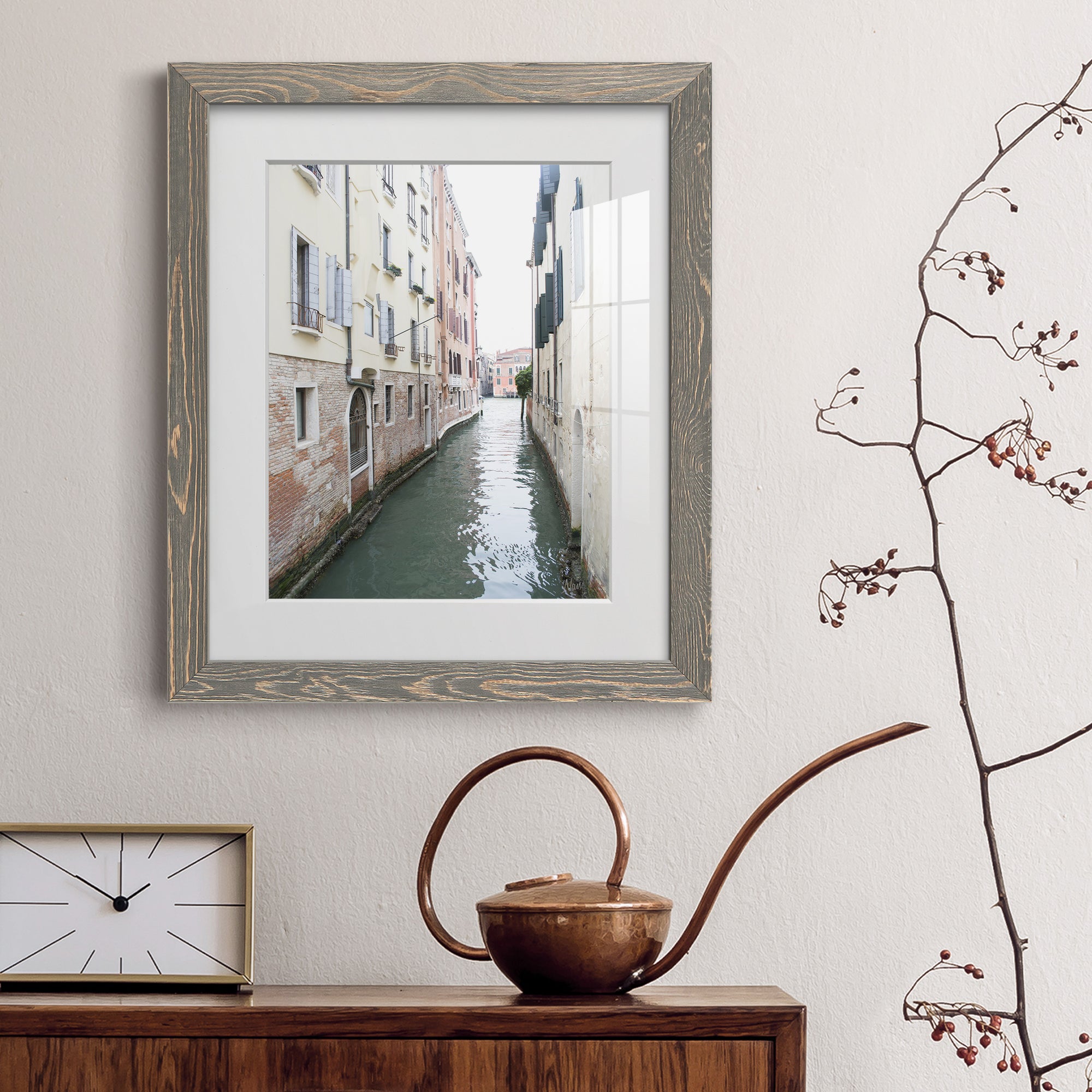 Venice Canal II - Premium Framed Print - Distressed Barnwood Frame - Ready to Hang