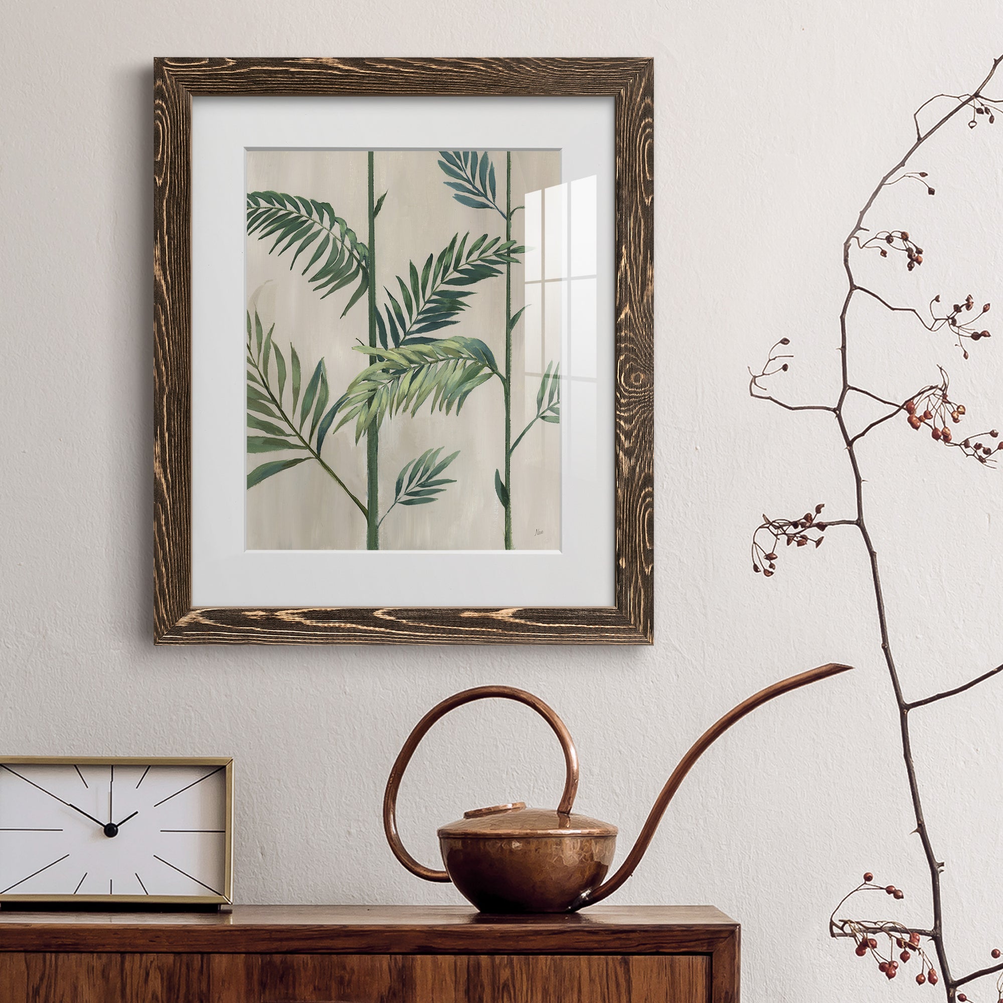 Modern Fronds II - Barnwood Framed Art Print