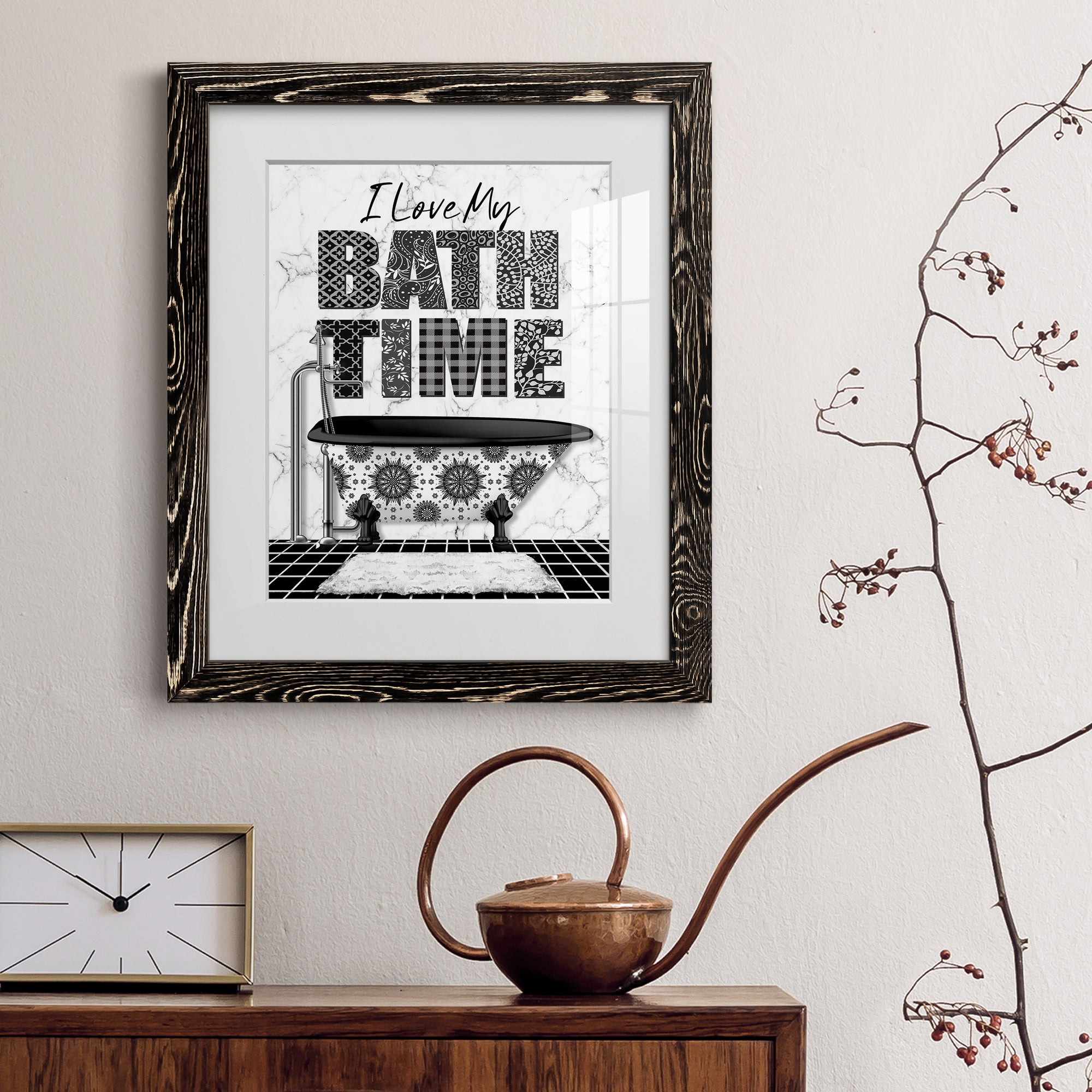 Bath Time - Premium Framed Print - Distressed Barnwood Frame - Ready to Hang