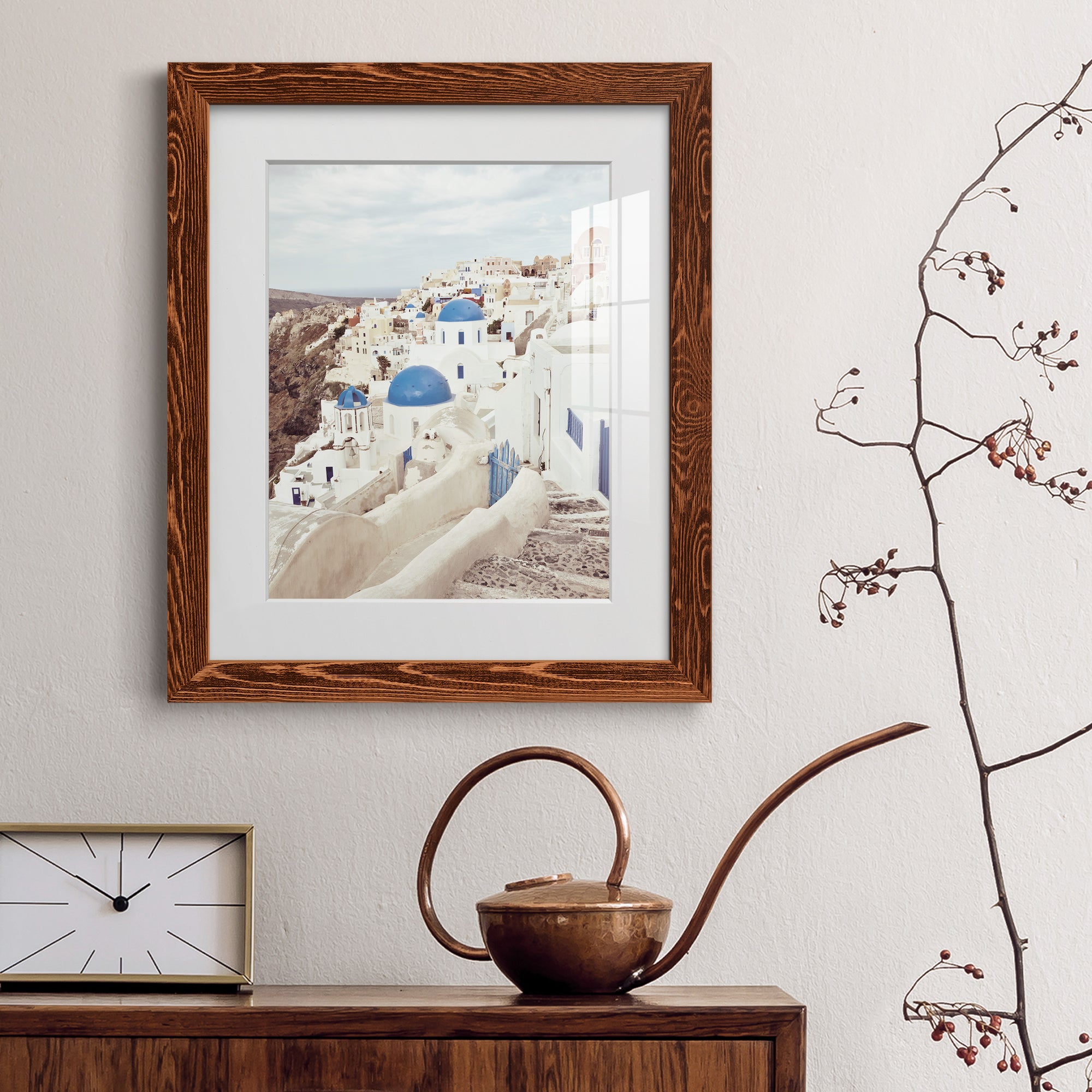 Santorini - Premium Framed Print - Distressed Barnwood Frame - Ready to Hang