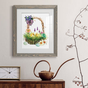 Spring Chick Basket - Barnwood Framed Art Print