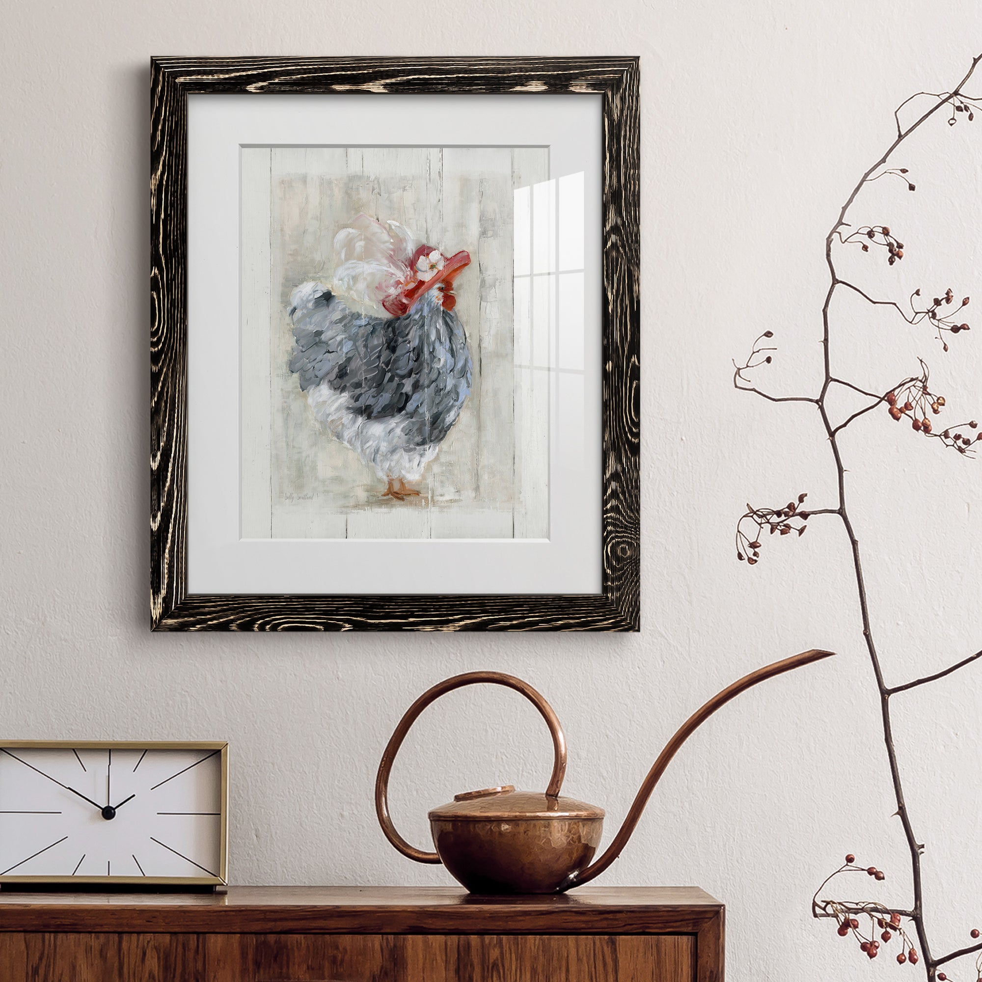 Sunday Best Hen - Barnwood Framed Art Print