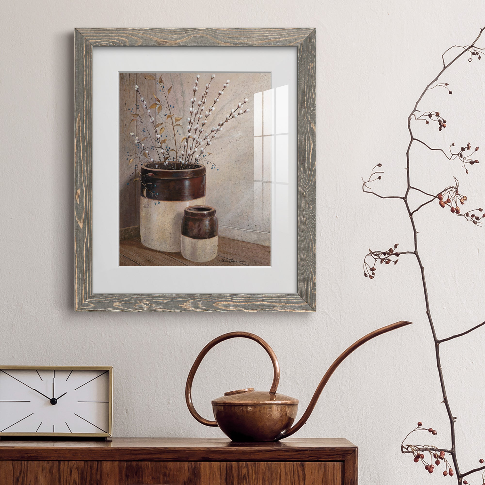 Pussywillows & Spring - Barnwood Framed Art Print