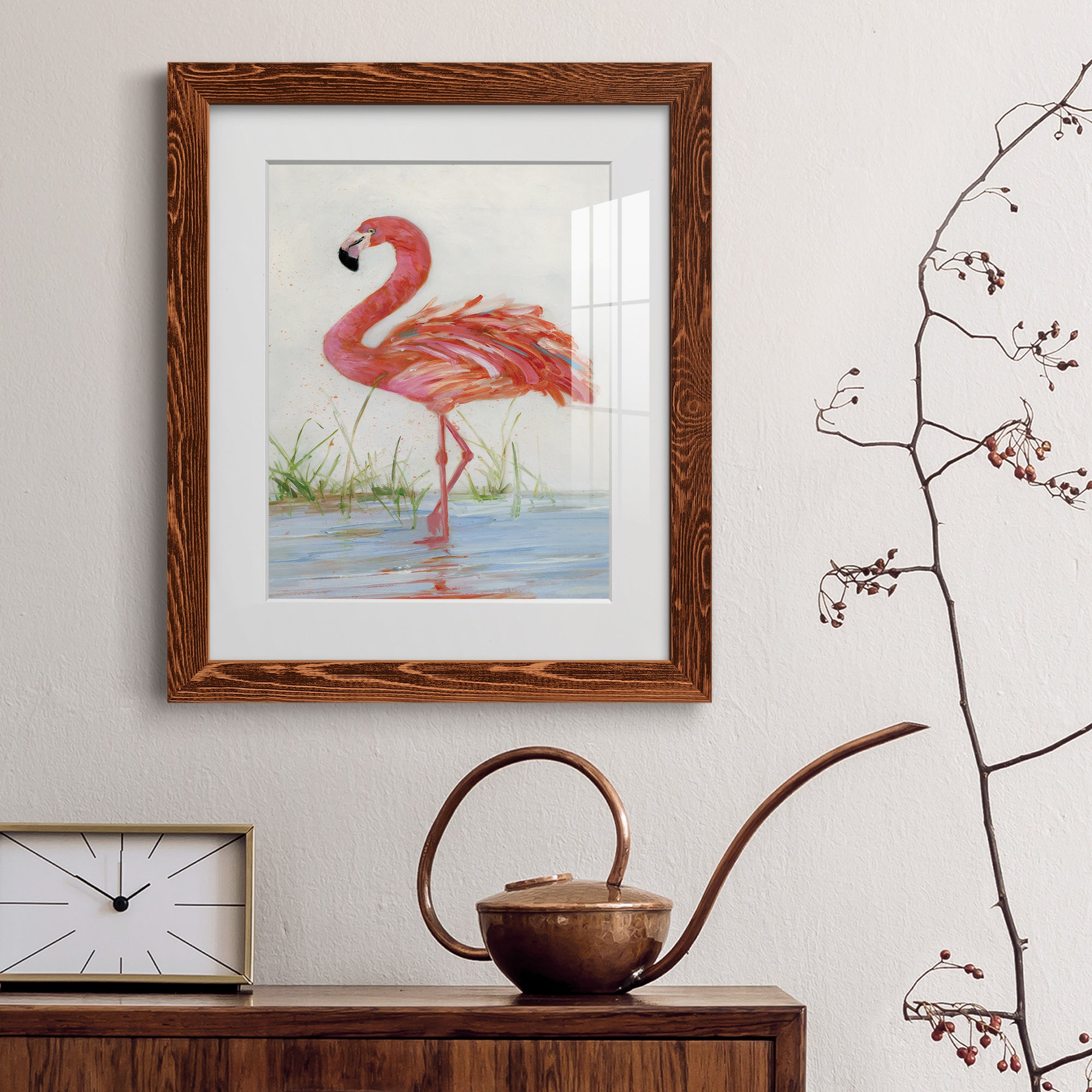 Flamingo II - Barnwood Framed Art Print