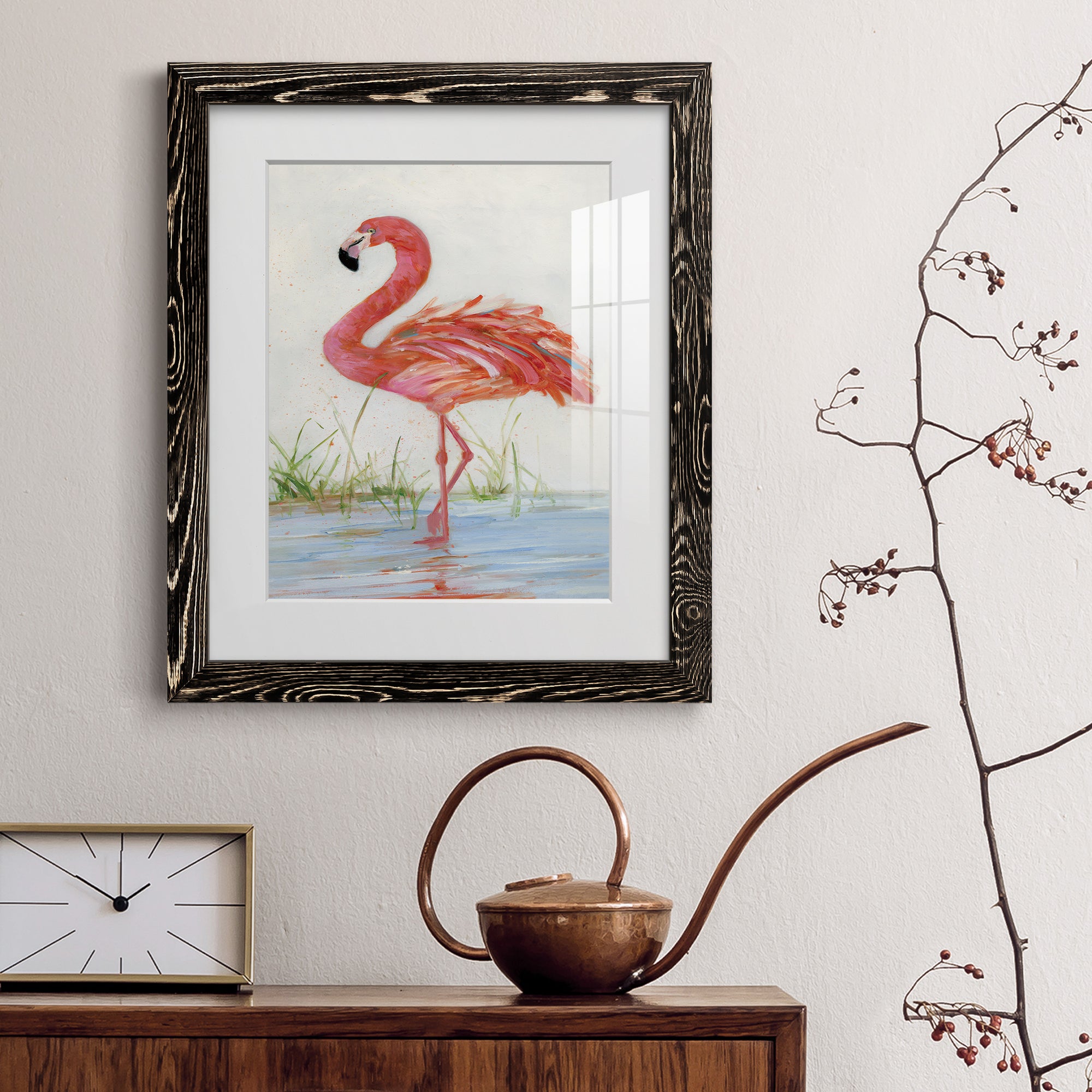 Flamingo II - Barnwood Framed Art Print