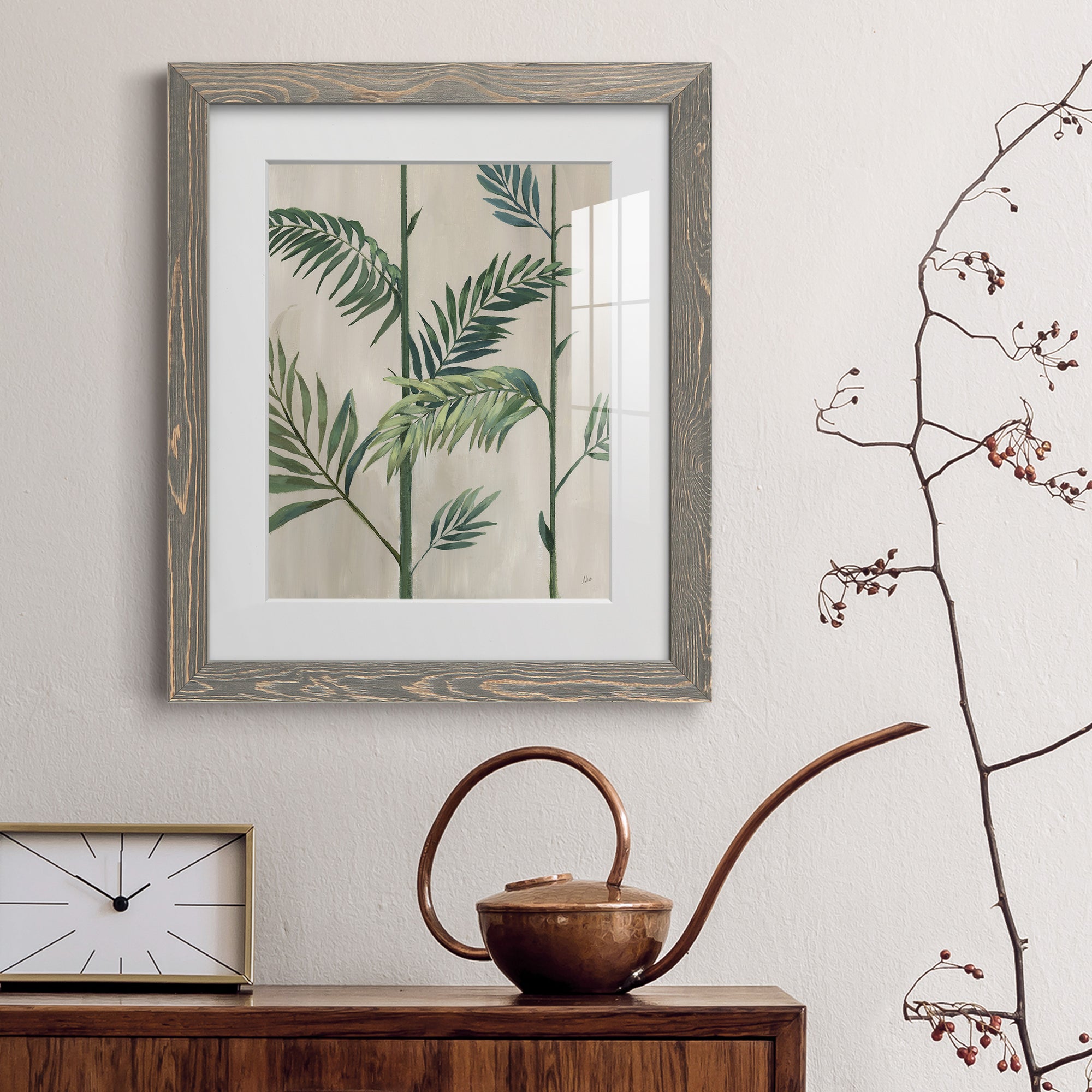 Modern Fronds II - Barnwood Framed Art Print