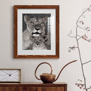 Lioness and Cub - Barnwood Framed Art Print