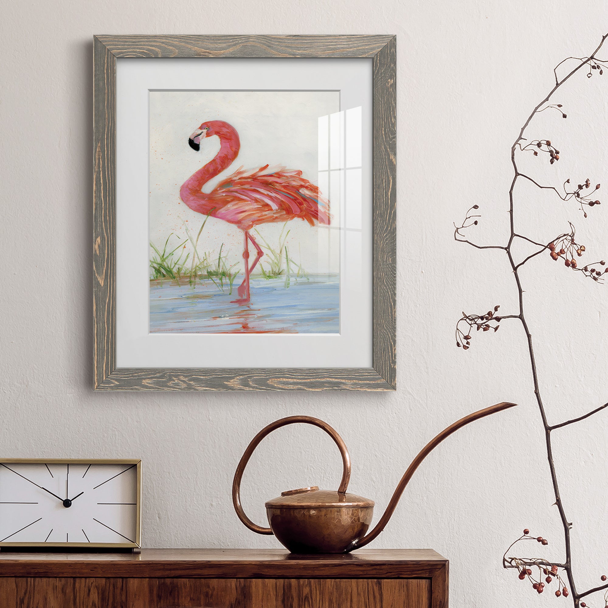 Flamingo II - Barnwood Framed Art Print