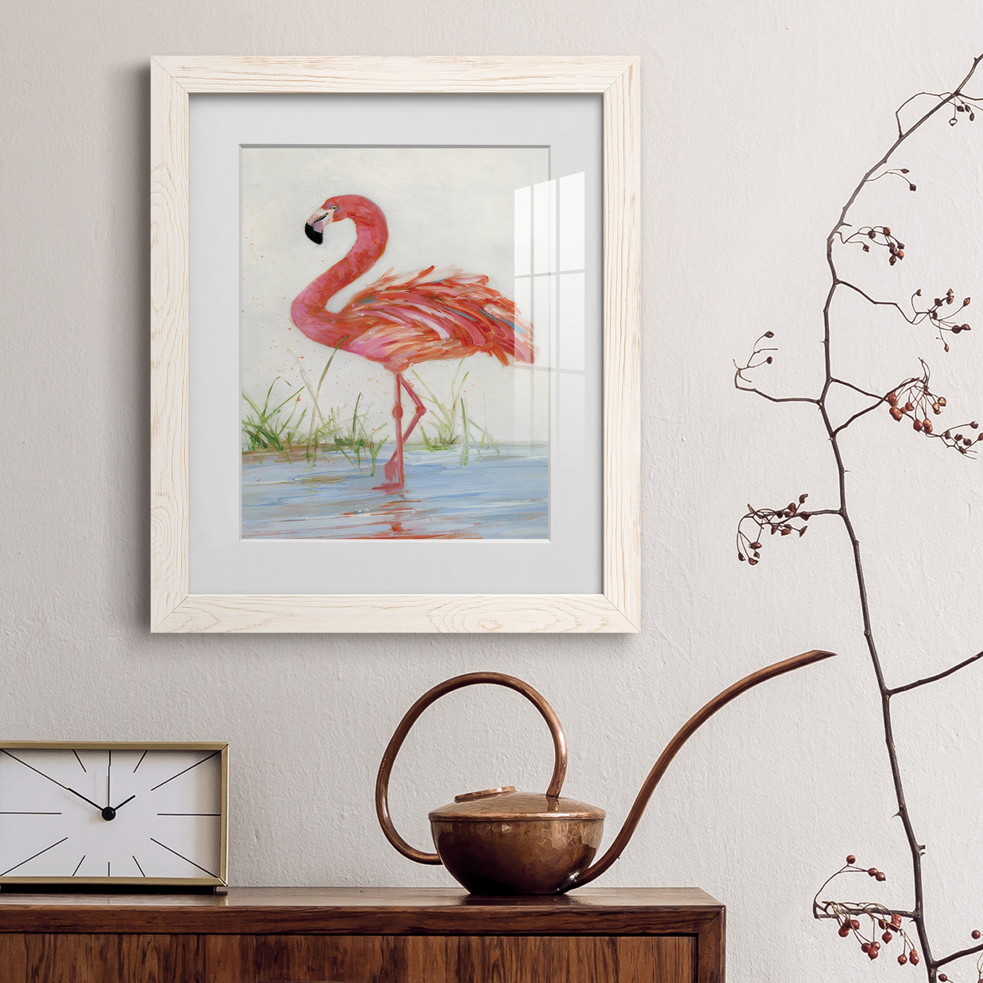 Flamingo II - Barnwood Framed Art Print