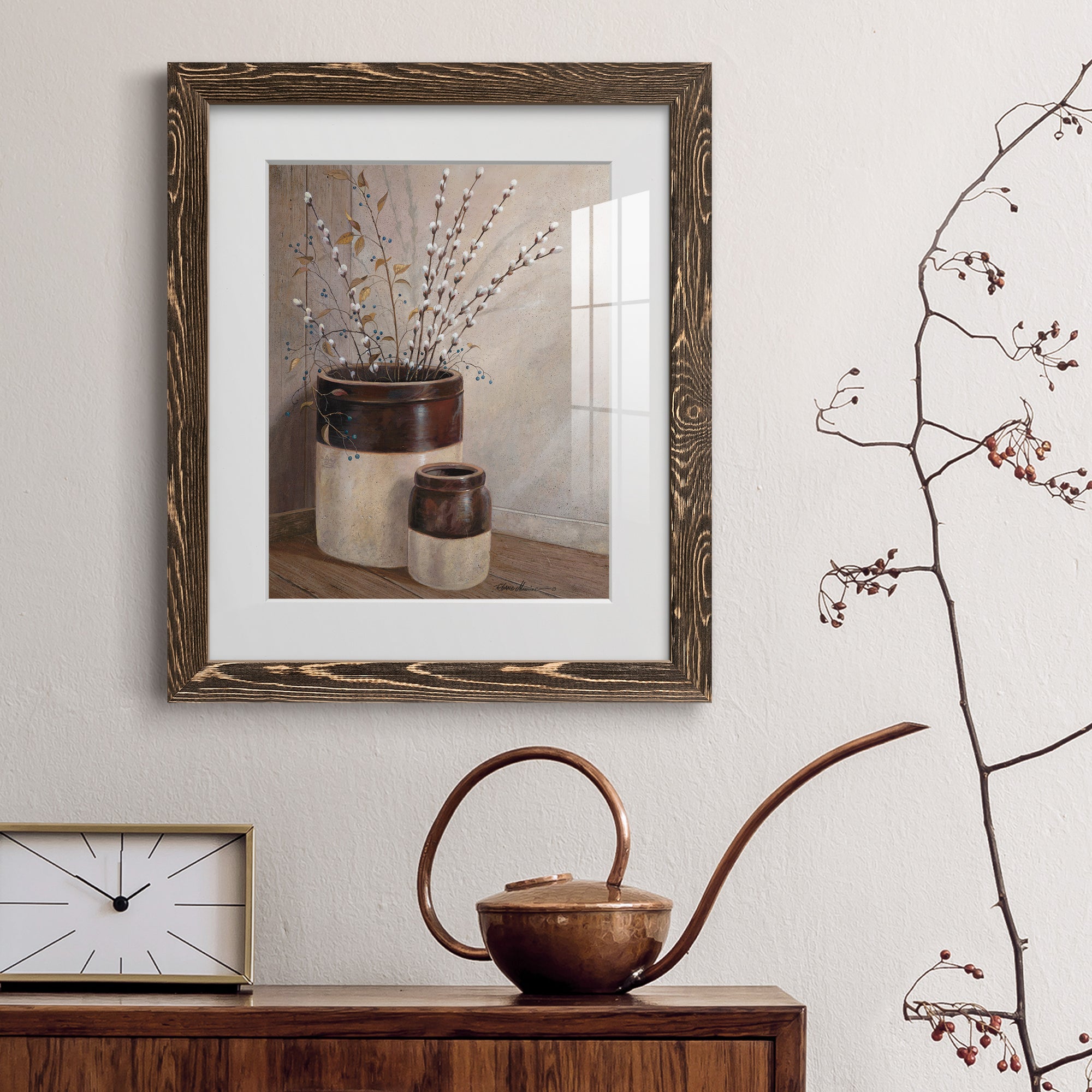 Pussywillows & Spring - Barnwood Framed Art Print