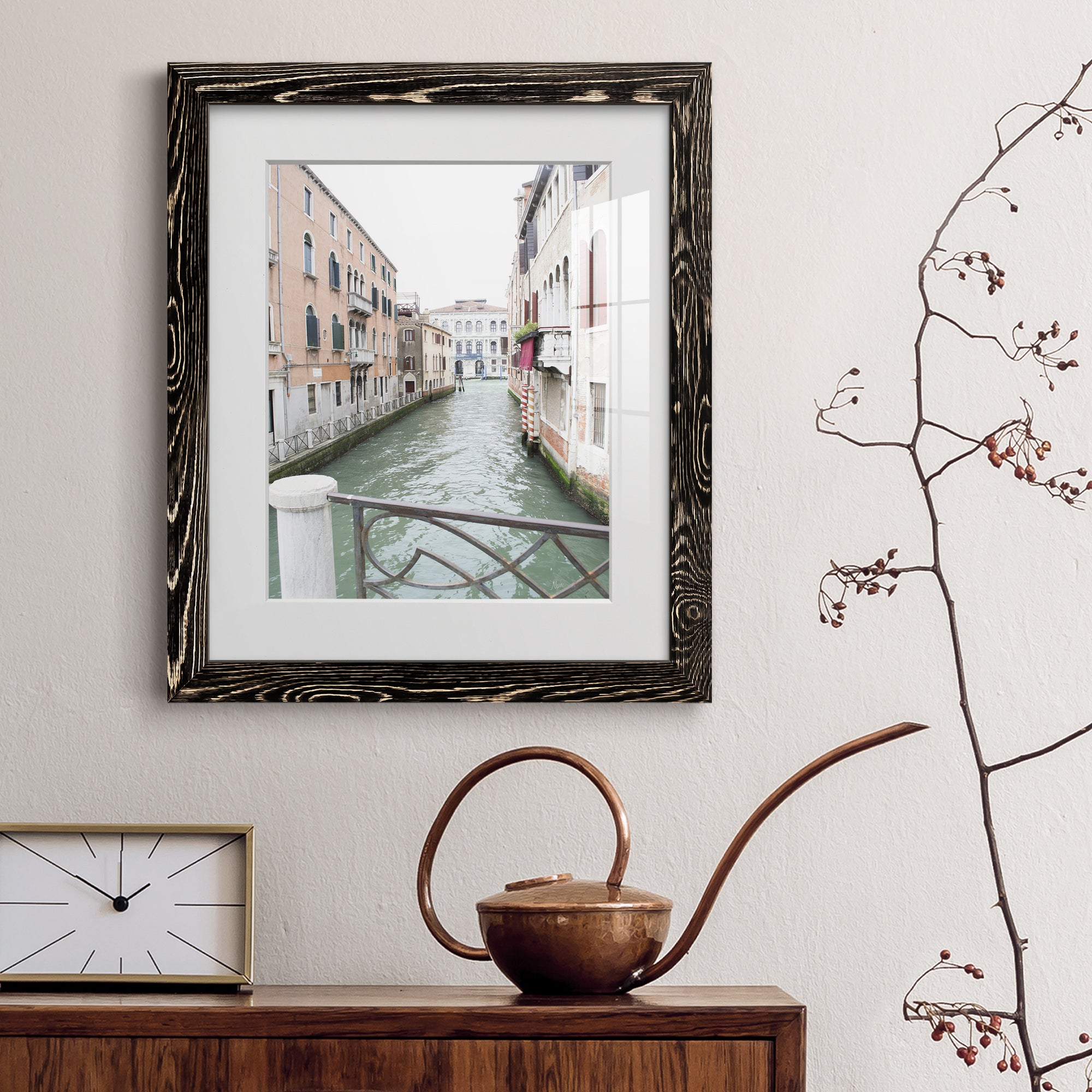 Venice Canal I - Premium Framed Print - Distressed Barnwood Frame - Ready to Hang