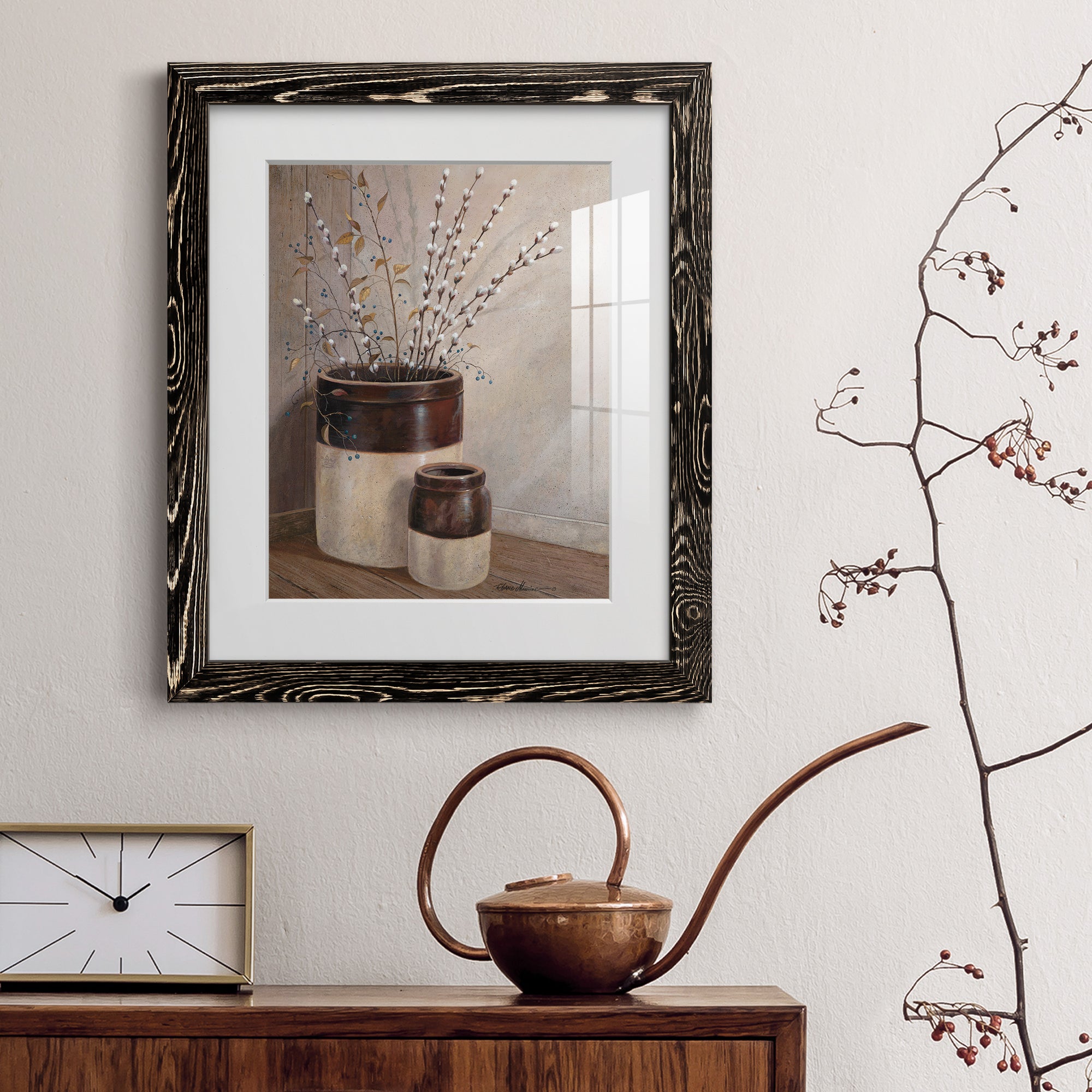 Pussywillows & Spring - Barnwood Framed Art Print