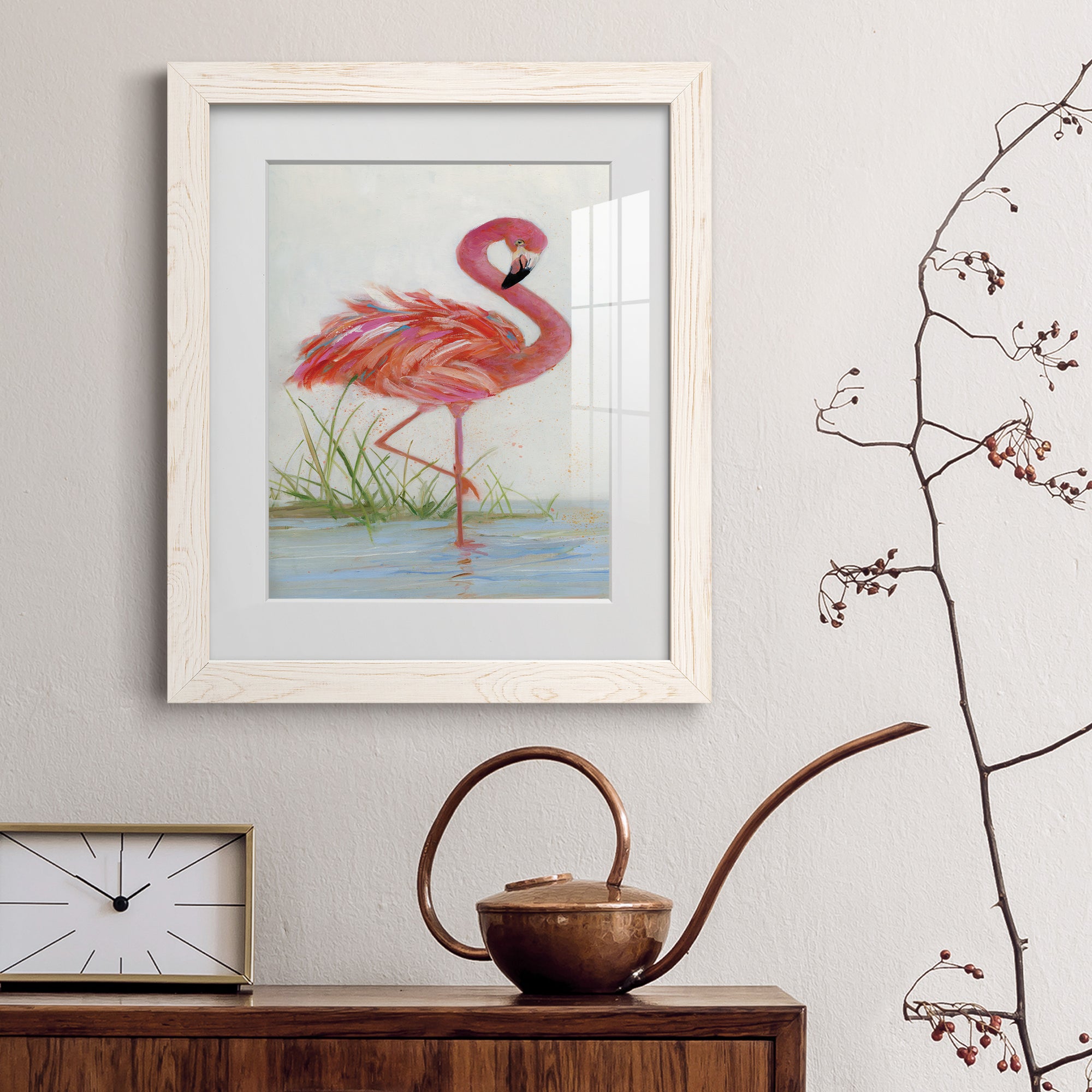 Flamingo I - Barnwood Framed Art Print